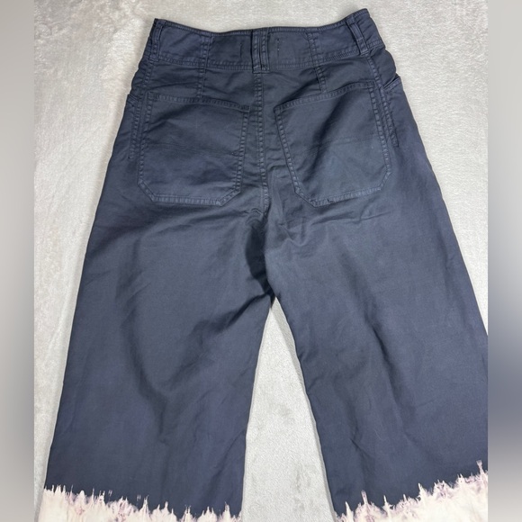 By Anthropologie Fatima Dip Dyed Wide Leg Cropped Grey White Boho Pants Size 27 - Picture 12 of 16